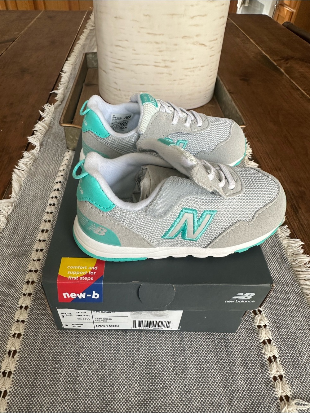 New Balance Kids' 515 Grey & Teal Casual Sneakers - Picture 4 of 7
